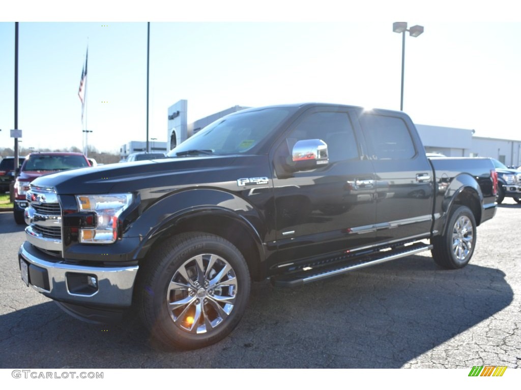 2016 F150 Lariat SuperCrew - Shadow Black / Medium Light Camel photo #3