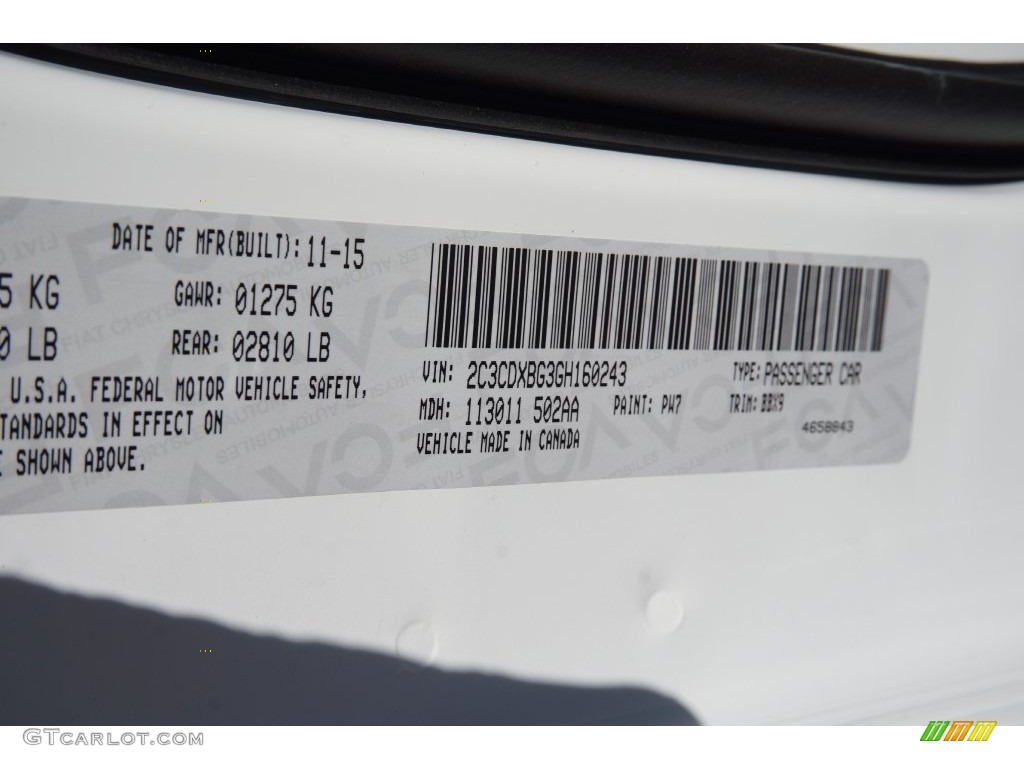 2016 Dodge Charger SE Color Code Photos
