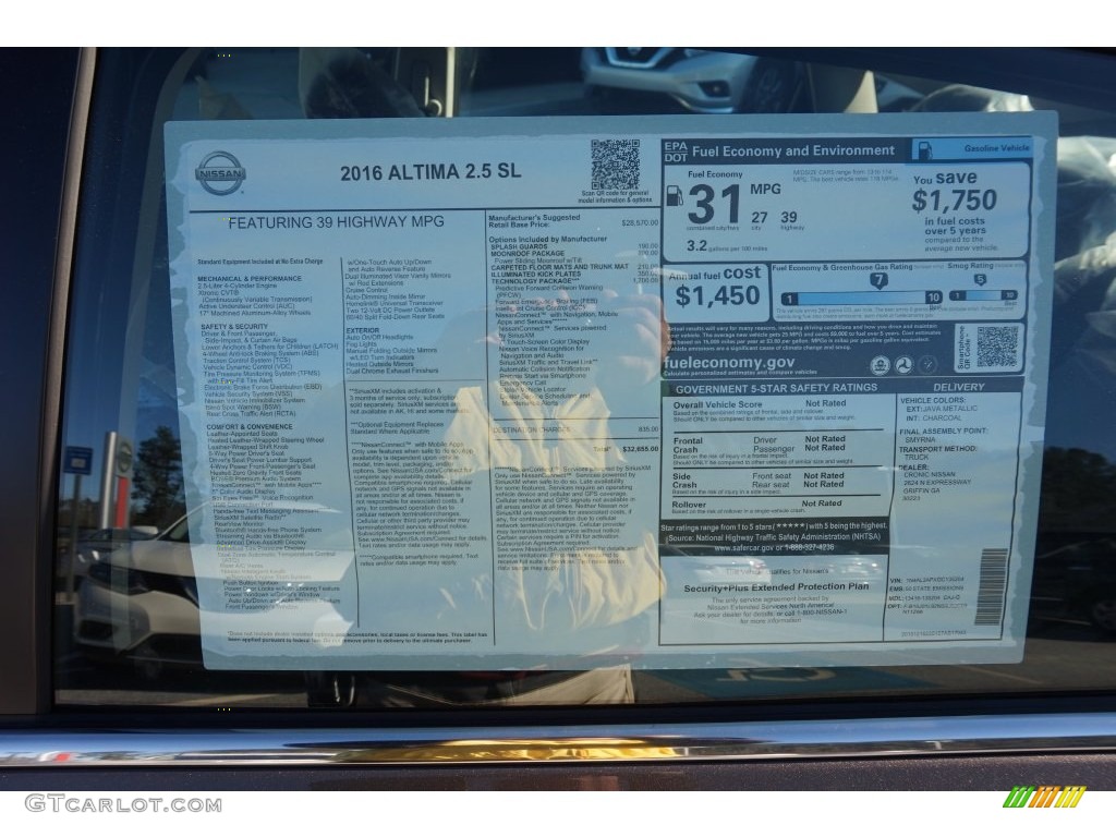 2016 Nissan Altima 2.5 SL Window Sticker Photos