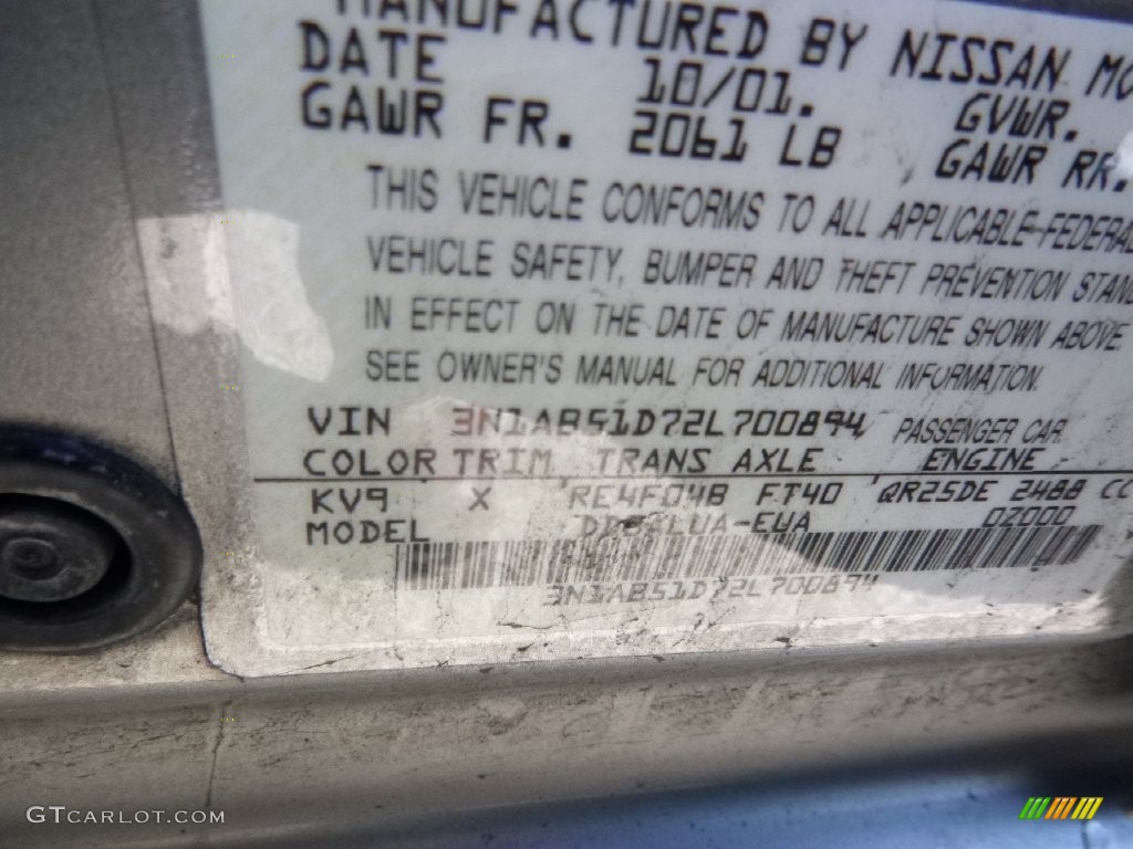 2002 Sentra SE-R - Radium Gray / Stone photo #16