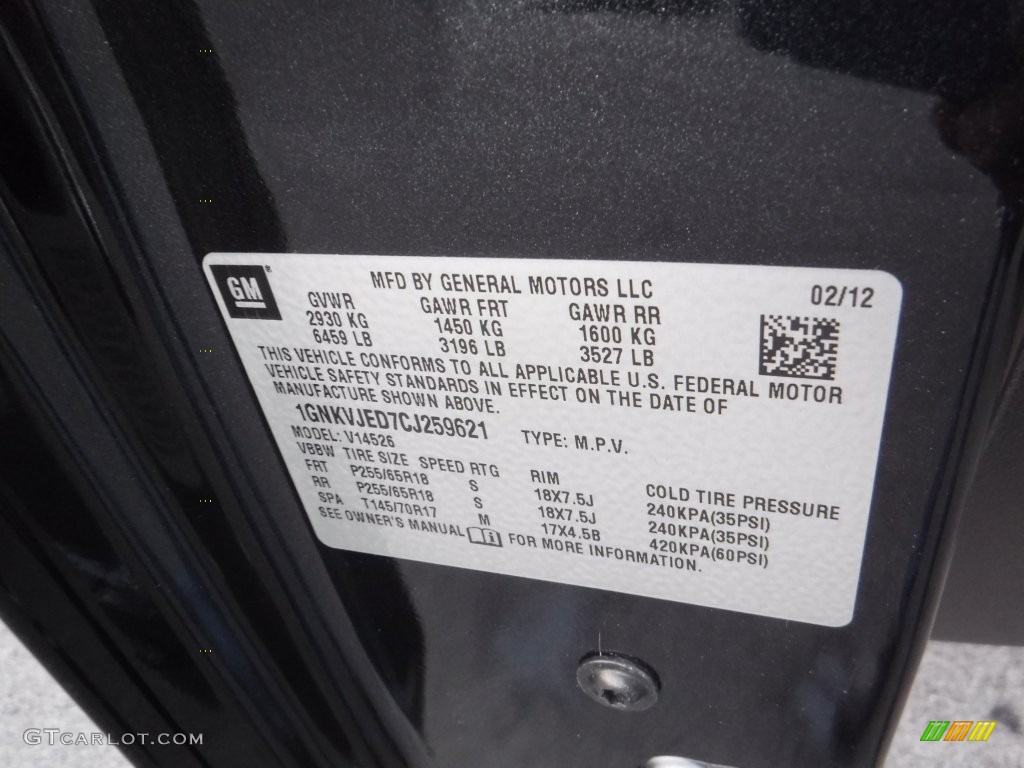 2012 Traverse LT AWD - Black Granite Metallic / Ebony photo #39