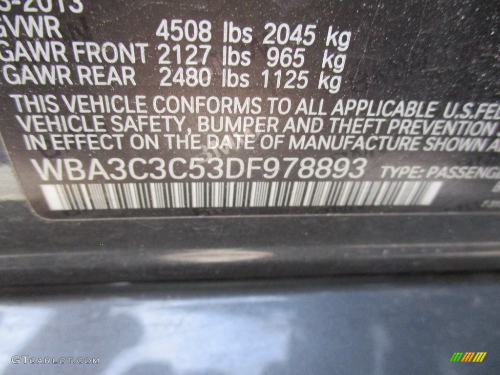 2013 3 Series 320i xDrive Sedan - Mineral Grey Metallic / Black photo #19