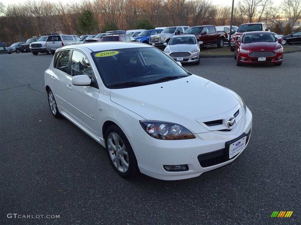 2008 MAZDA3 s Touring Hatchback - Crystal White Pearl Mica / Black photo #1