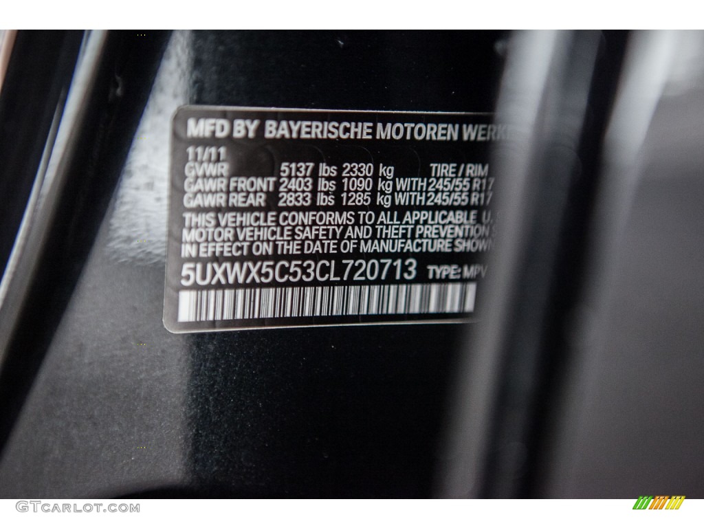 2012 X3 xDrive 28i - Black Sapphire Metallic / Black photo #21