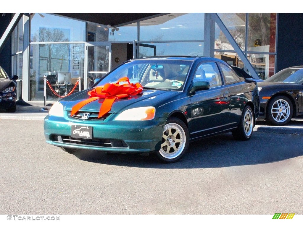 2001 Civic EX Coupe - Clover Green / Beige photo #3