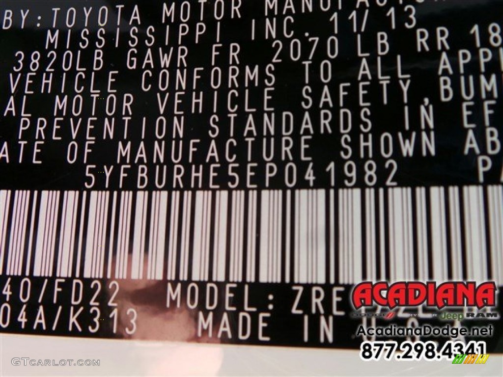 2014 Corolla L - Super White / Steel Blue photo #15