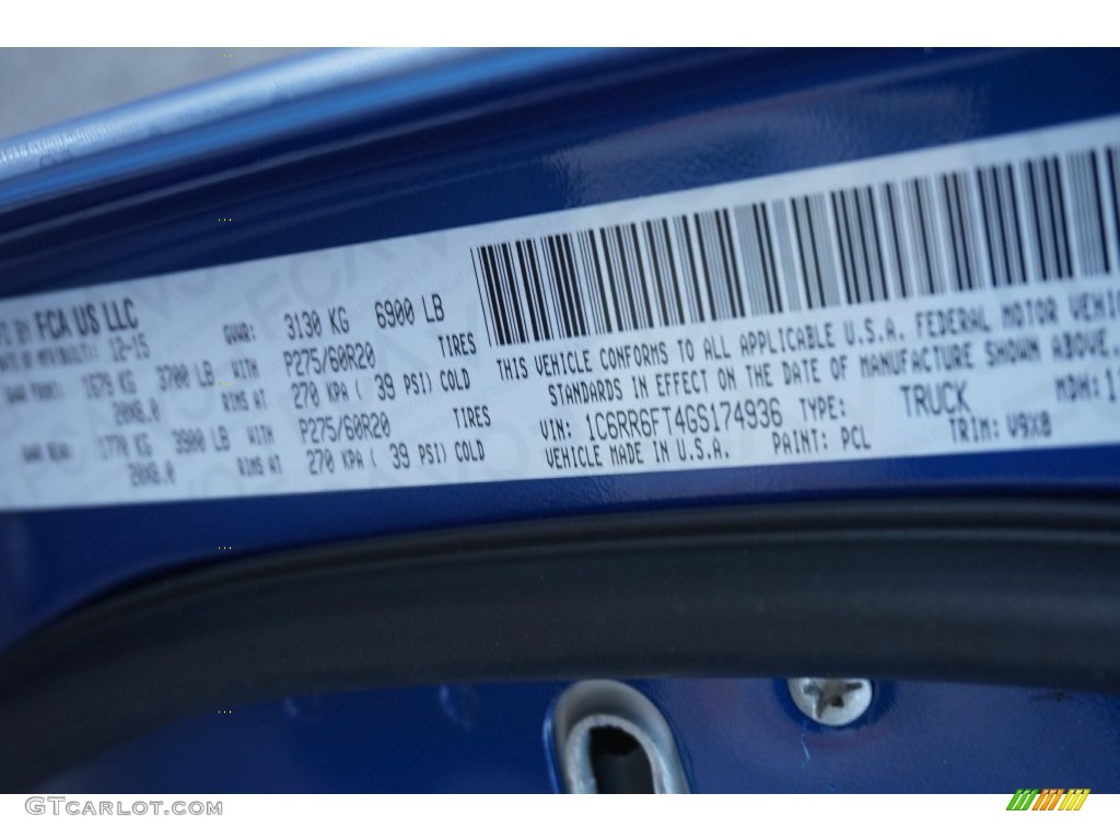 2016 1500 Color Code PCL for Blue Streak Pearl Photo #109928967