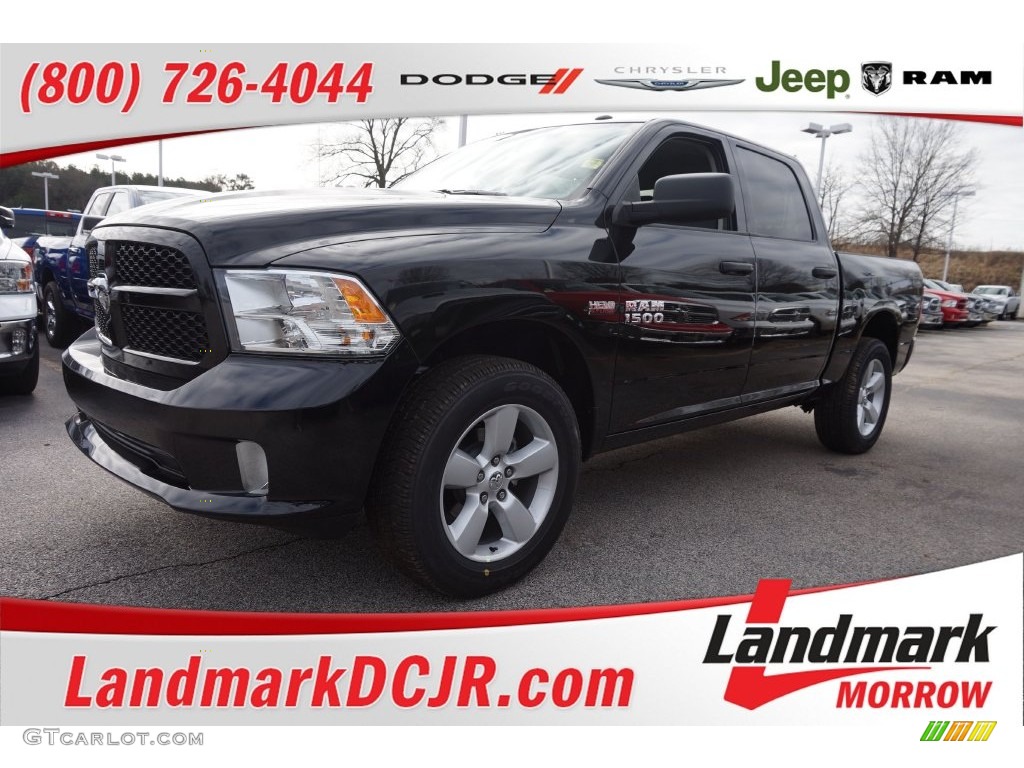 2016 1500 Tradesman Crew Cab 4x4 - Brilliant Black Crystal Pearl / Black/Diesel Gray photo #1