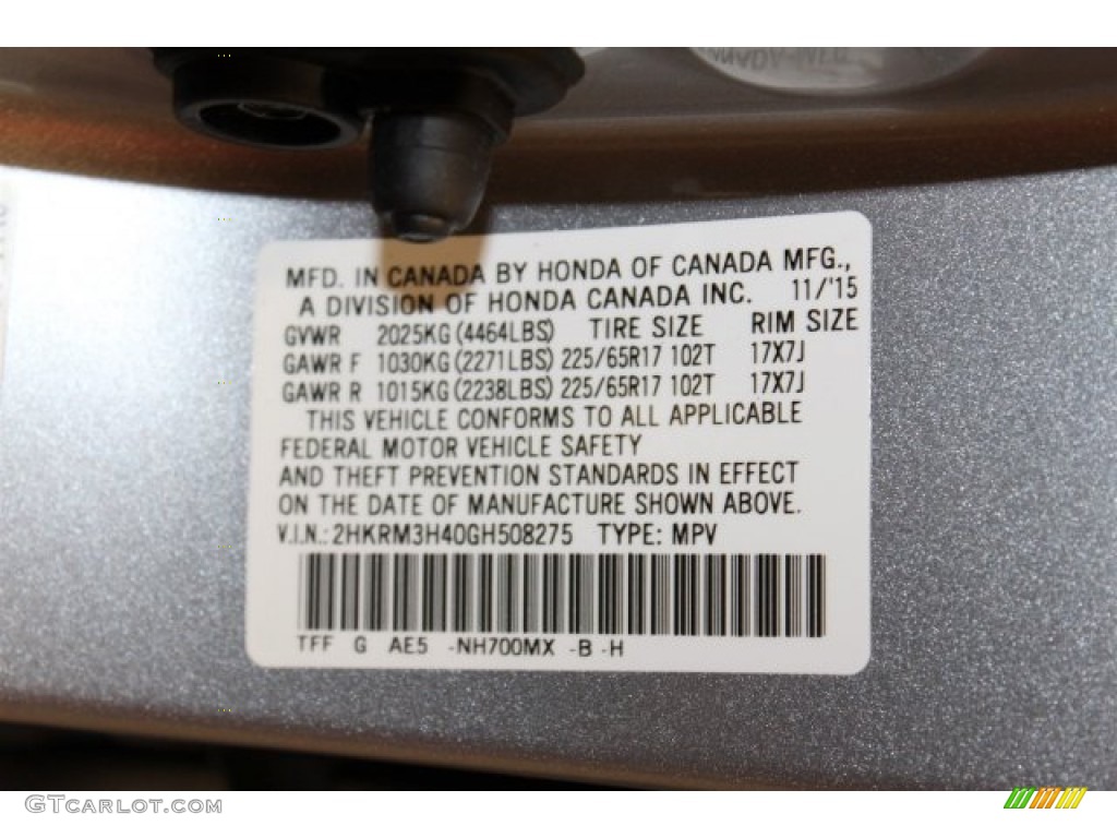 2016 CR-V SE - Alabaster Silver Metallic / Gray photo #25
