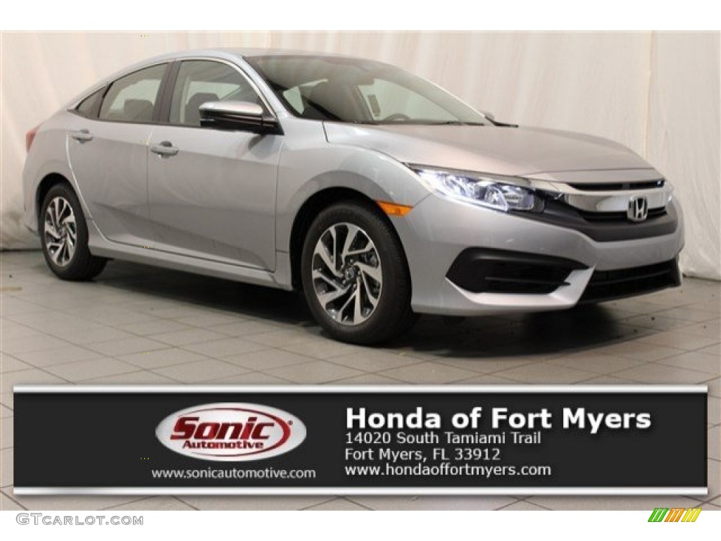 2016 Civic EX Sedan - Lunar Silver Metallic / Black photo #1