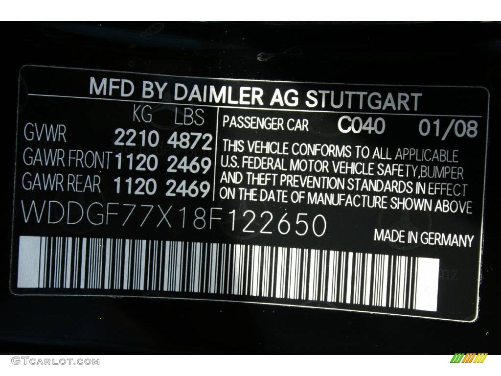 2008 C Color Code 040 for Black Photo #10995580