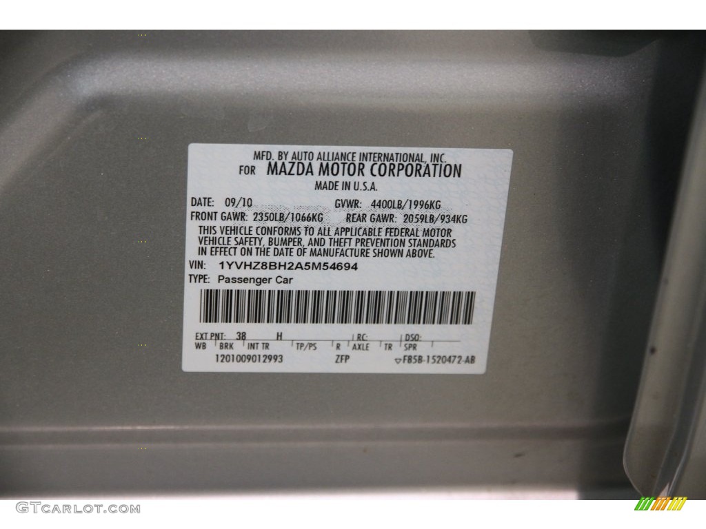 2010 MAZDA6 i Sport Sedan - Brilliant Silver Metallic / Black photo #18