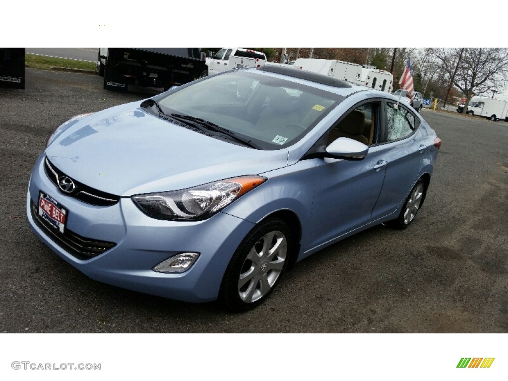 2012 Elantra Limited - Blue Sky Metallic / Beige photo #3