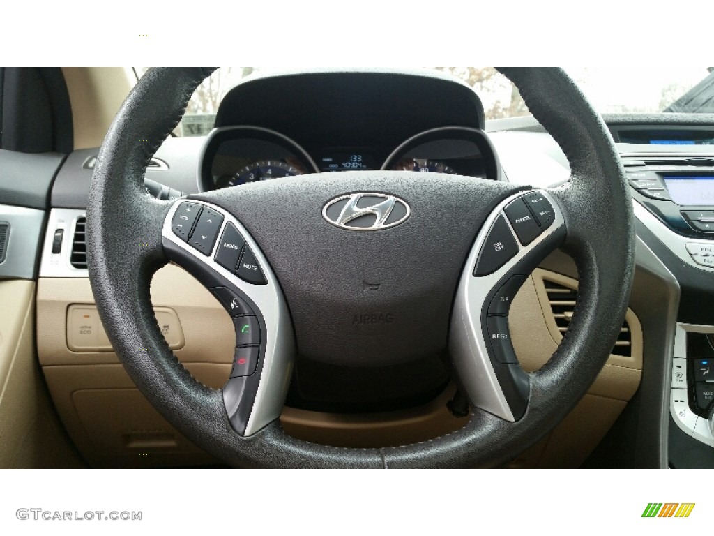 2012 Elantra Limited - Blue Sky Metallic / Beige photo #14