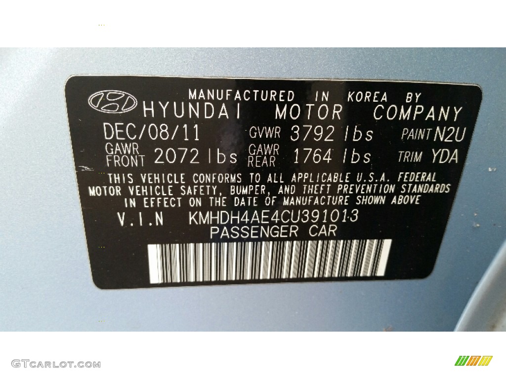 2012 Elantra Limited - Blue Sky Metallic / Beige photo #17