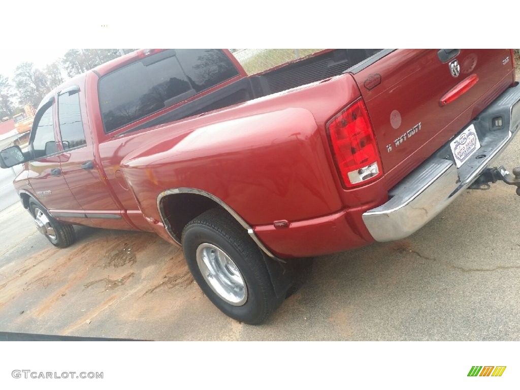 2006 Ram 3500 Laramie Quad Cab Dually - Inferno Red Crystal Pearl / Medium Slate Gray photo #6