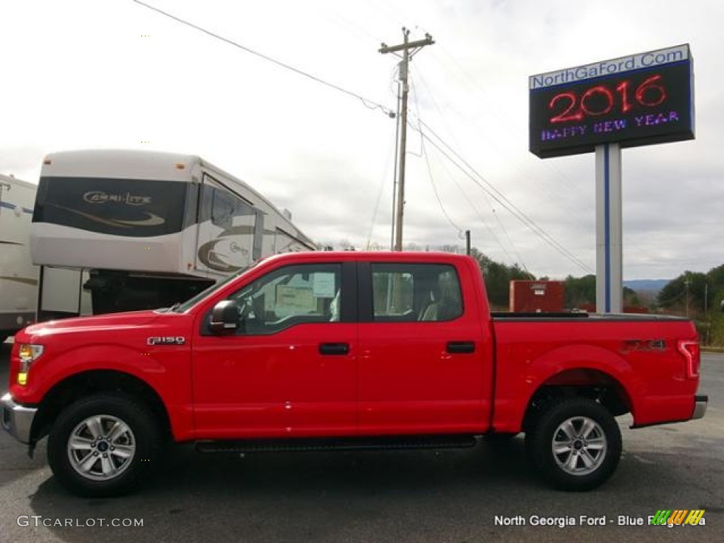 2016 F150 XL SuperCrew 4x4 - Race Red / Medium Earth Gray photo #2