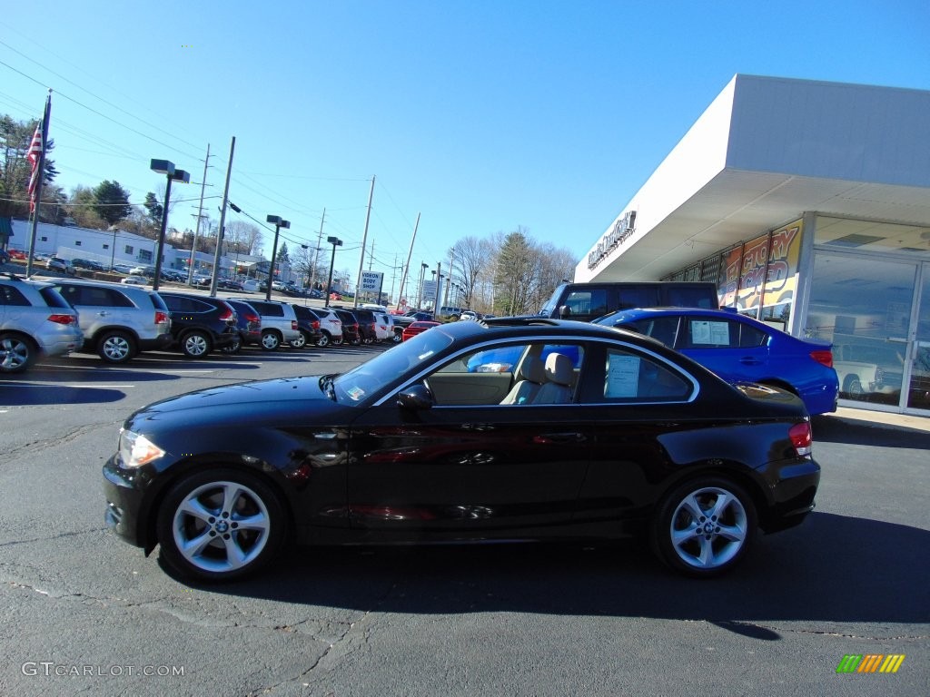 2009 1 Series 128i Coupe - Black Sapphire Metallic / Taupe photo #6