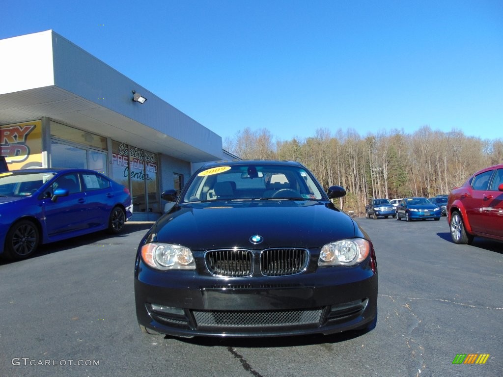 2009 1 Series 128i Coupe - Black Sapphire Metallic / Taupe photo #8