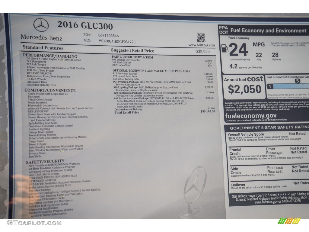 2016 GLC 300 4Matic - Selenite Grey Metallic / Black photo #11