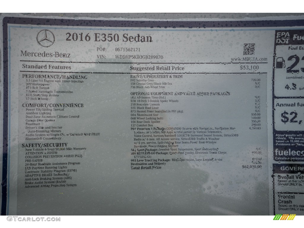 2016 E 350 Sedan - Selenite Grey Metallic / Crystal Grey/Black photo #11