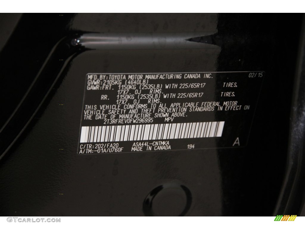 2015 RAV4 XLE - Black / Black photo #16