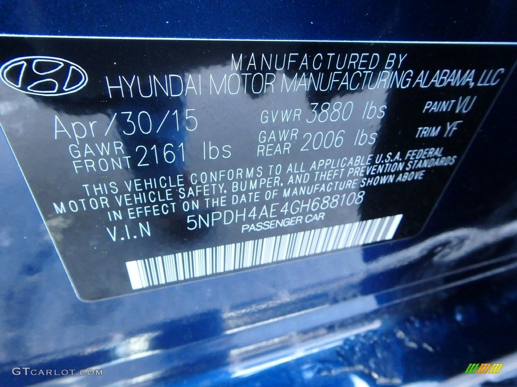 2016 Elantra Value Edition - Blue / Beige photo #24