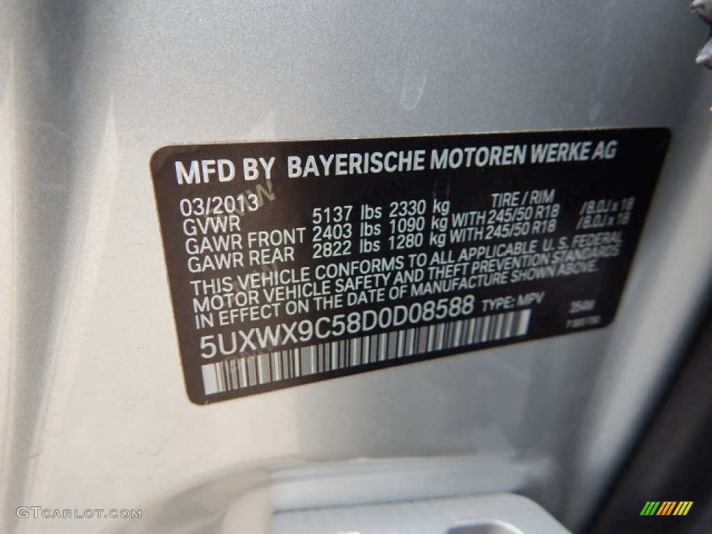 2013 X3 xDrive 28i - Titanium Silver Metallic / Black photo #107