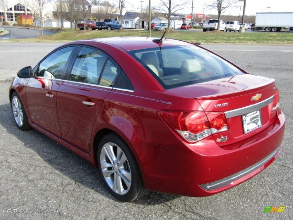 2012 Cruze LTZ - Crystal Red Metallic / Cocoa/Light Neutral photo #4