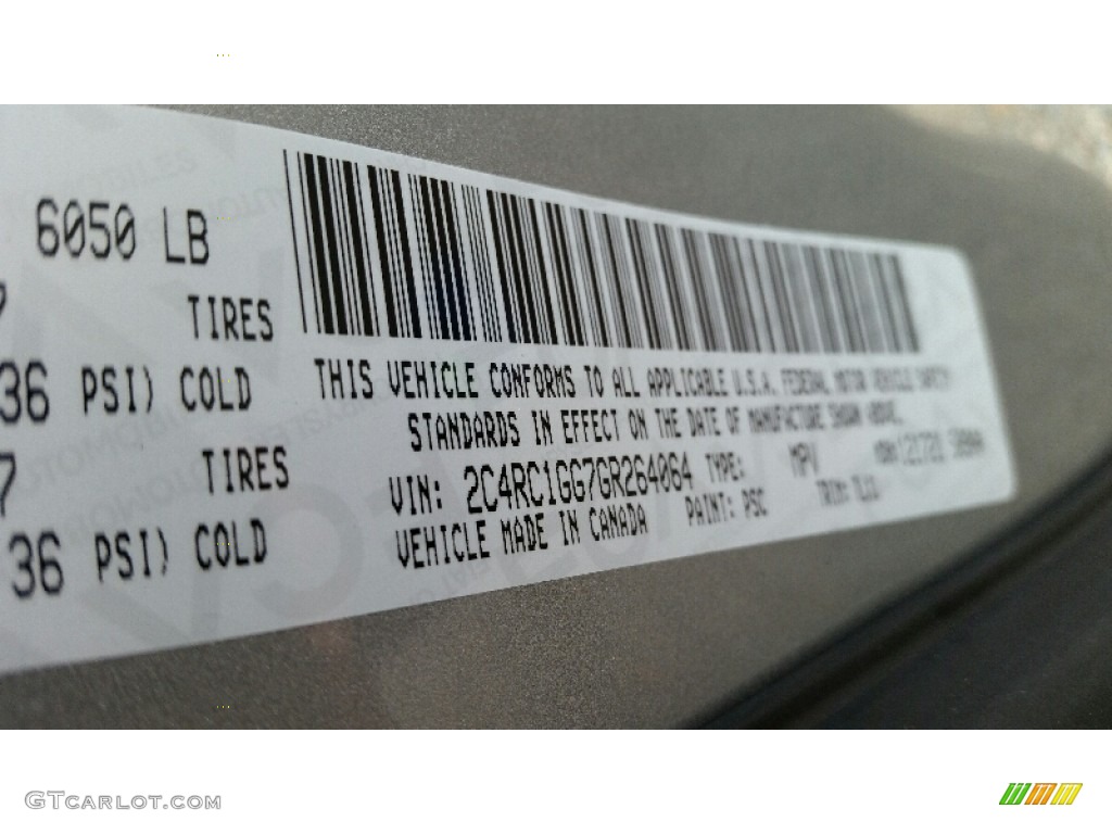 2016 Chrysler Town & Country Limited Platinum Color Code Photos