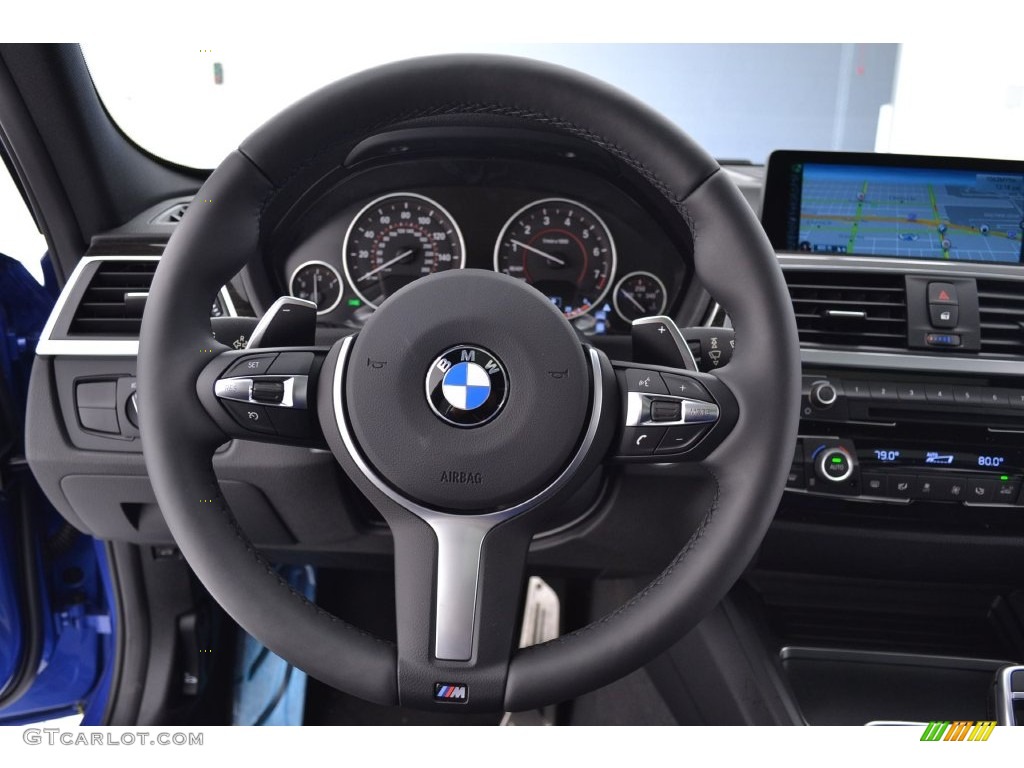 2016 BMW 3 Series 340i Sedan Black Steering Wheel Photo #110061532
