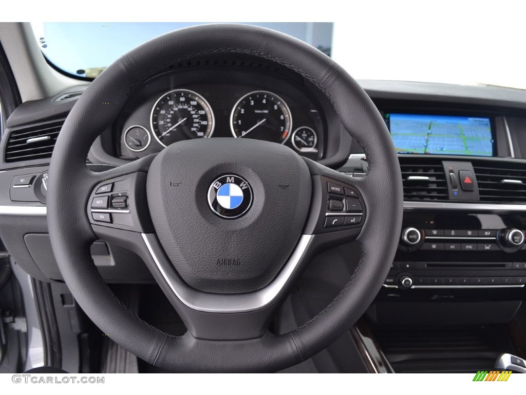 2016 BMW X3 sDrive28i Black Steering Wheel Photo #110064090