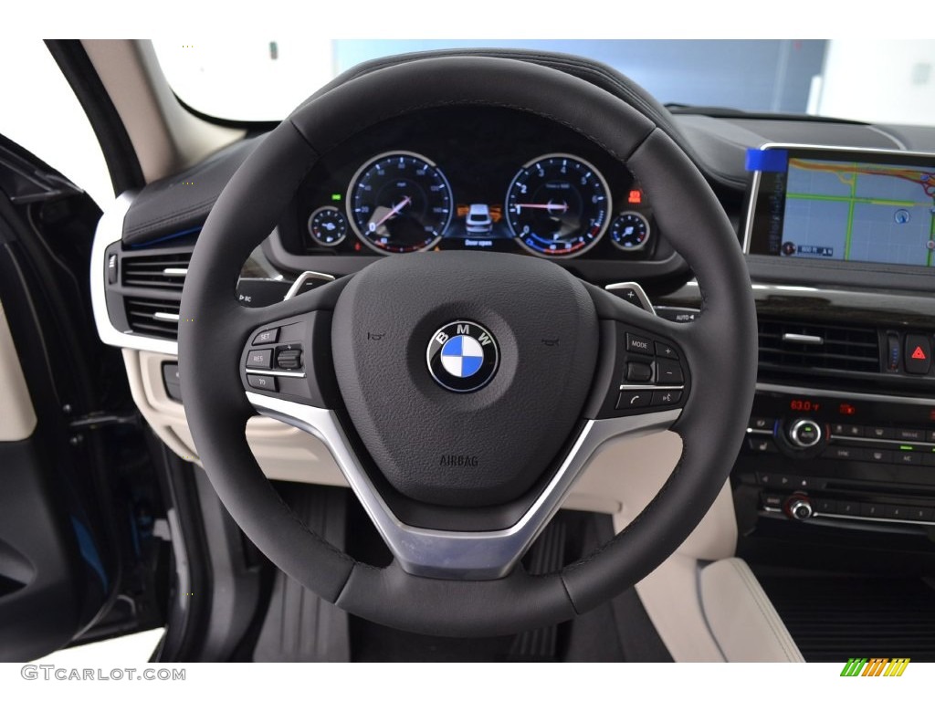 2016 BMW X6 xDrive35i Ivory White/Black Steering Wheel Photo #110064472