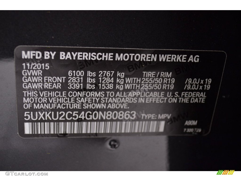 2016 BMW X6 xDrive35i Color Code Photos