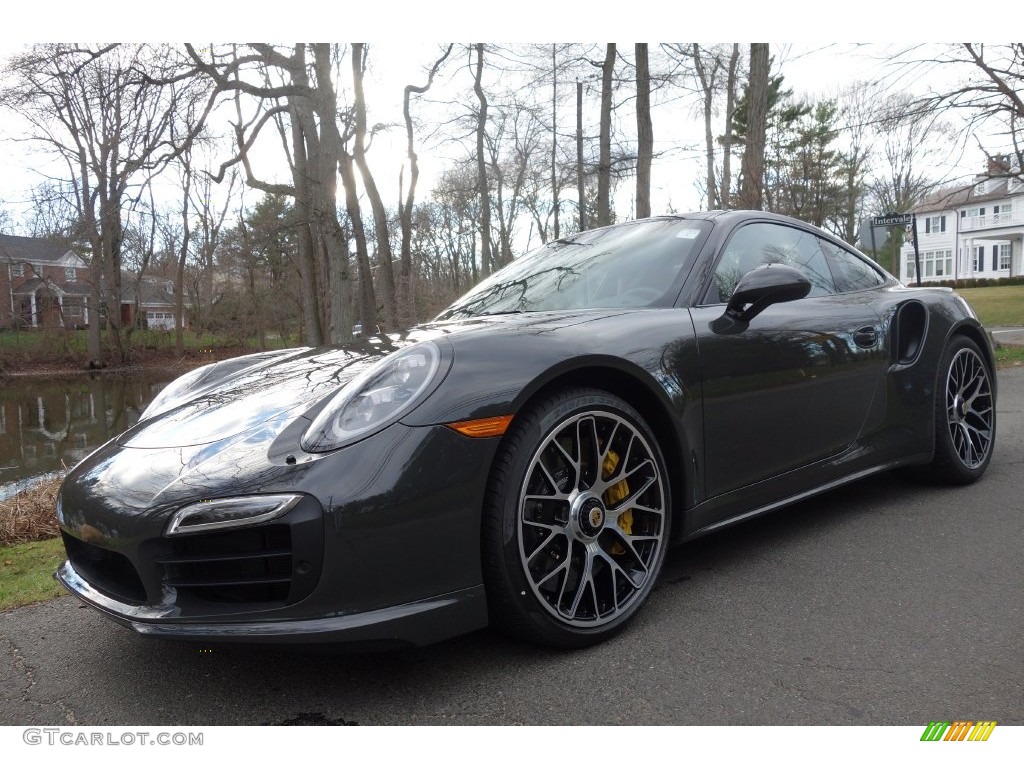 2016 911 Turbo S Coupe - Slate Grey, Paint to Sample / Black/Garnet Red photo #1
