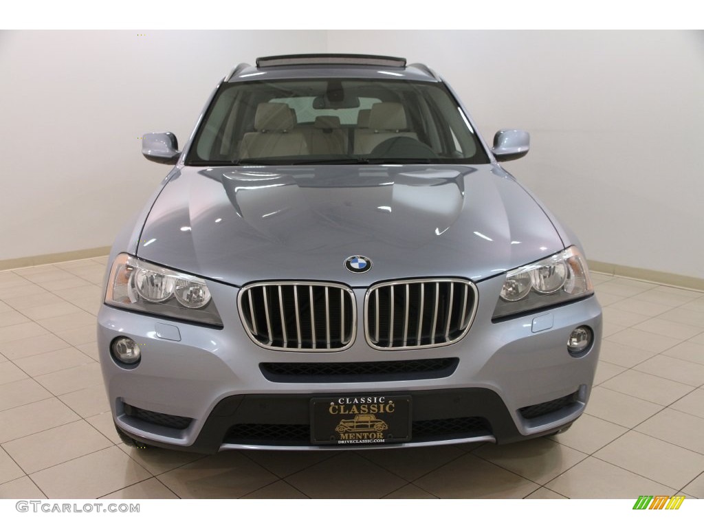 2011 X3 xDrive 28i - Blue Water Metallic / Oyster Nevada Leather photo #2
