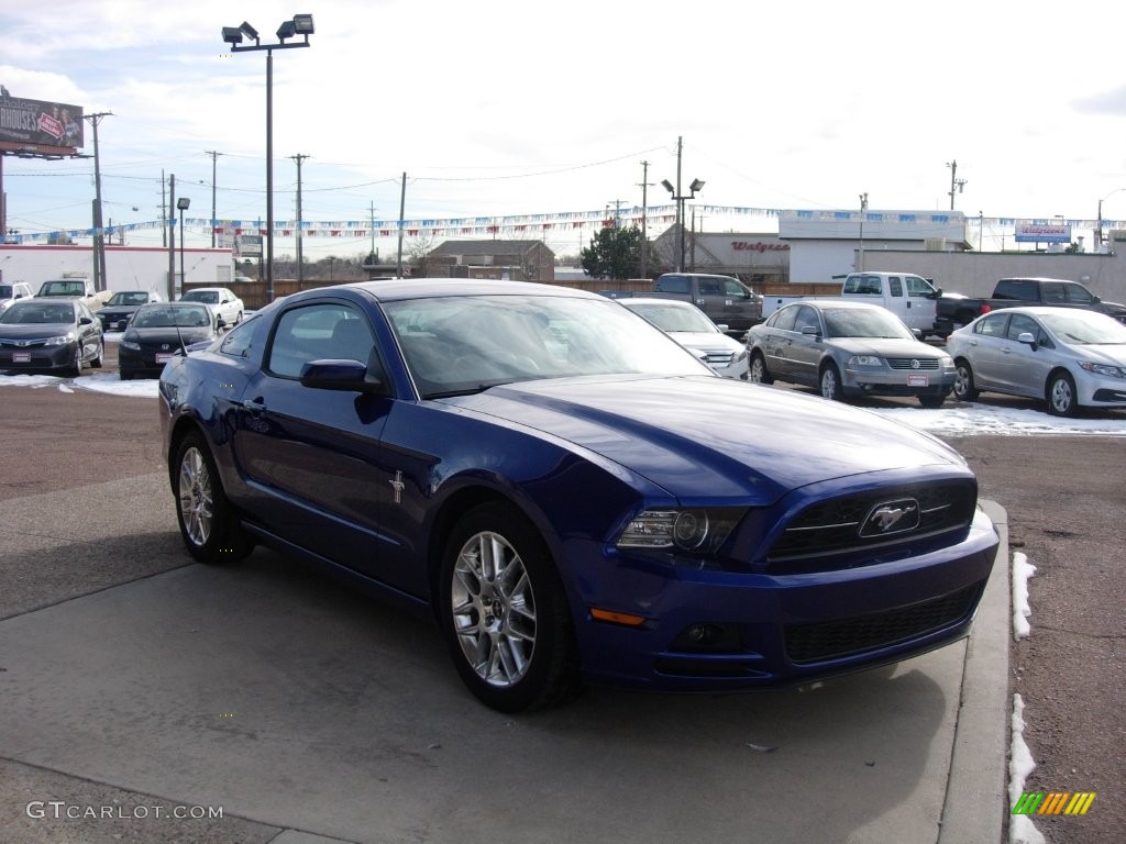 2014 Mustang V6 Premium Coupe - Deep Impact Blue / Charcoal Black photo #7