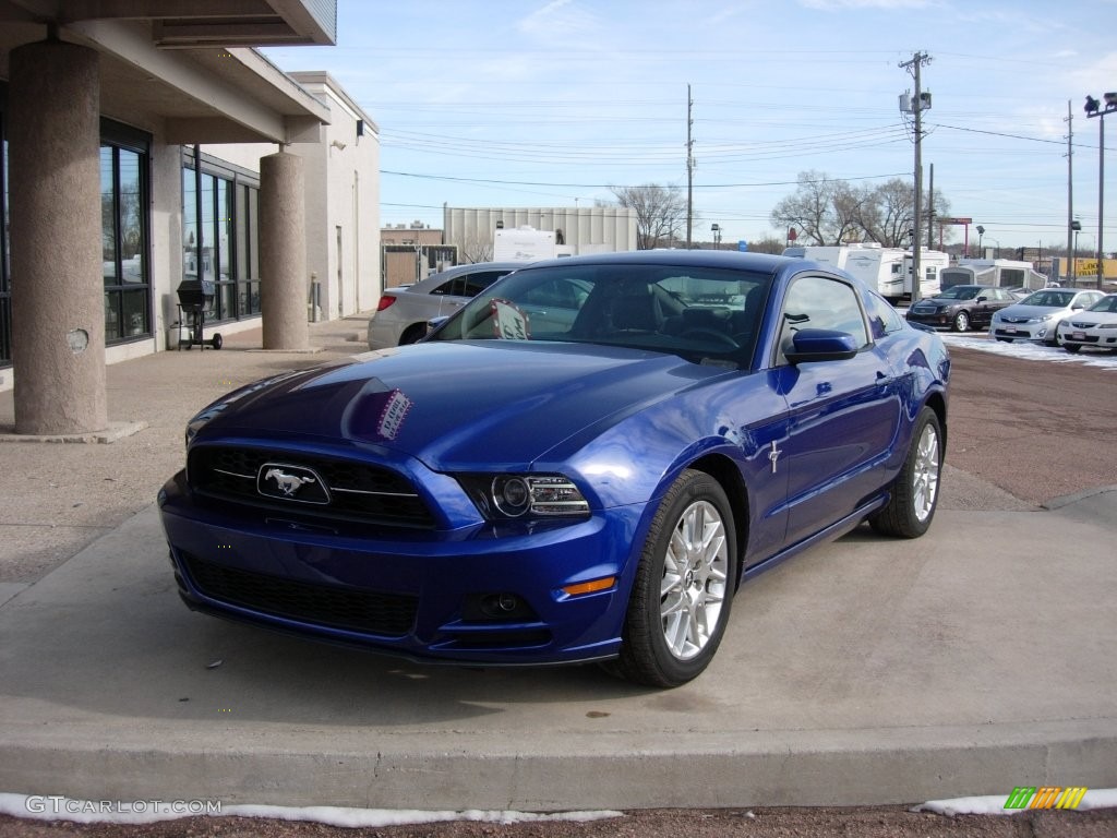 2014 Mustang V6 Premium Coupe - Deep Impact Blue / Charcoal Black photo #22