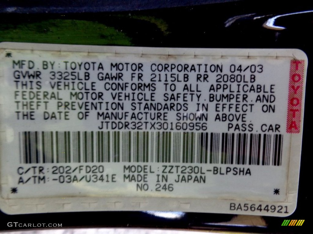 2003 Celica GT - Black / Black/Red photo #49