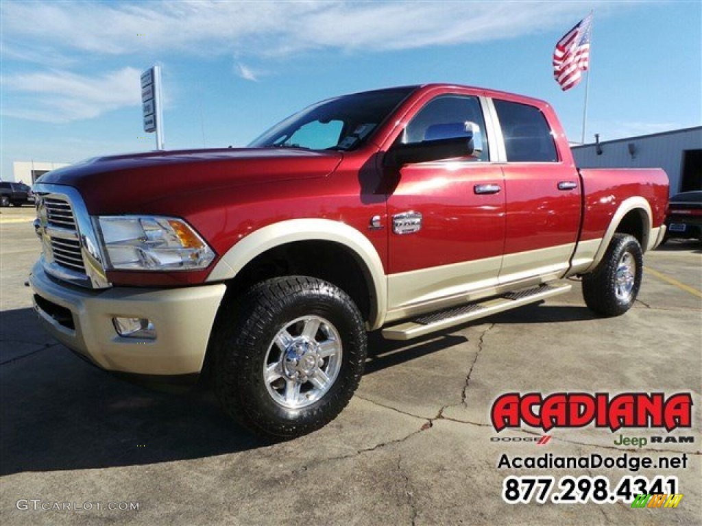 2012 Ram 2500 HD Laramie Longhorn Crew Cab 4x4 - Deep Cherry Red Crystal Pearl / Light Pebble Beige/Bark Brown photo #1