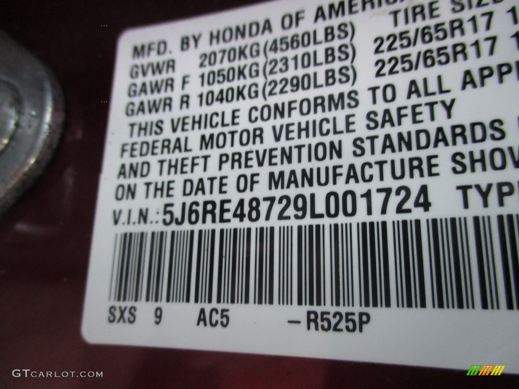 2009 CR-V EX-L 4WD - Tango Red Pearl / Gray photo #9