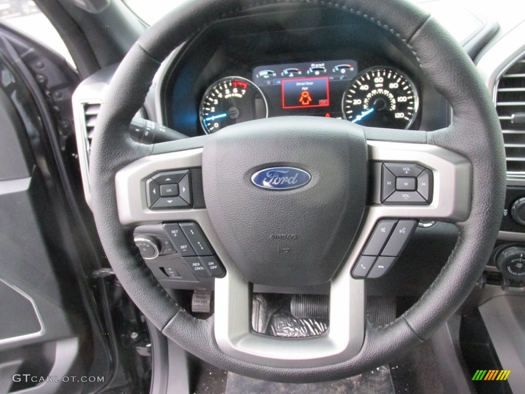 2016 Ford F150 Platinum SuperCrew 4x4 Black Steering Wheel Photo #110091635