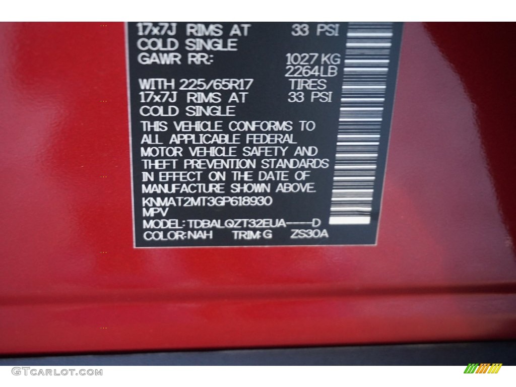 2016 Rogue Color Code NAH for Cayenne Red Photo #110099348