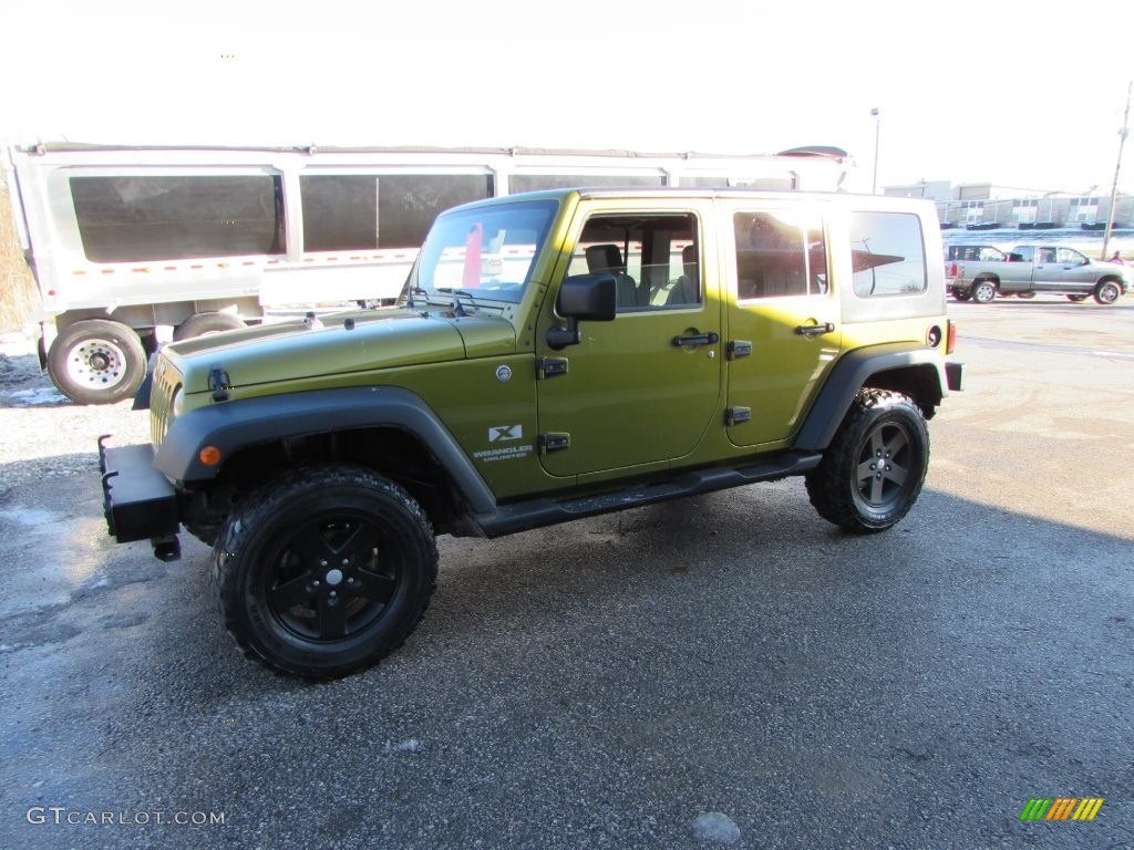 2007 Wrangler Unlimited X 4x4 - Rescue Green Metallic / Dark Khaki/Medium Khaki photo #9