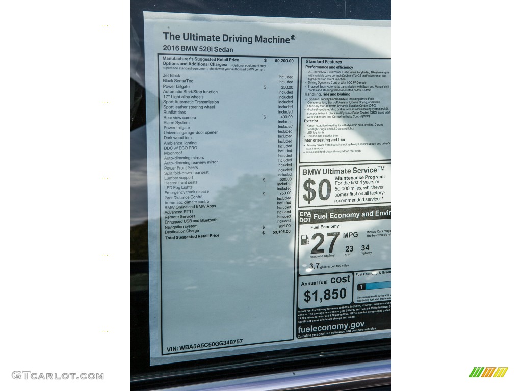 2016 5 Series 528i Sedan - Jet Black / Black photo #12