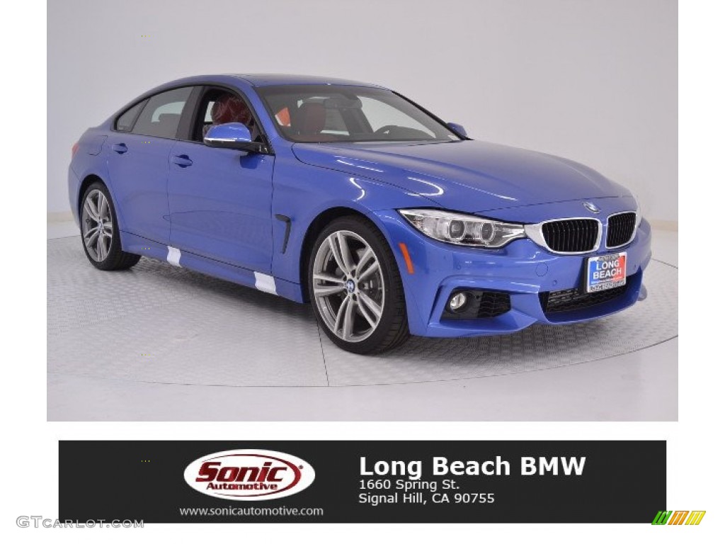 2016 4 Series 435i Gran Coupe - Estoril Blue Metallic / Coral Red photo #1