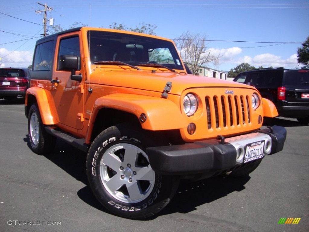 2012 Wrangler Sahara 4x4 - Crush Orange / Black/Dark Saddle photo #1