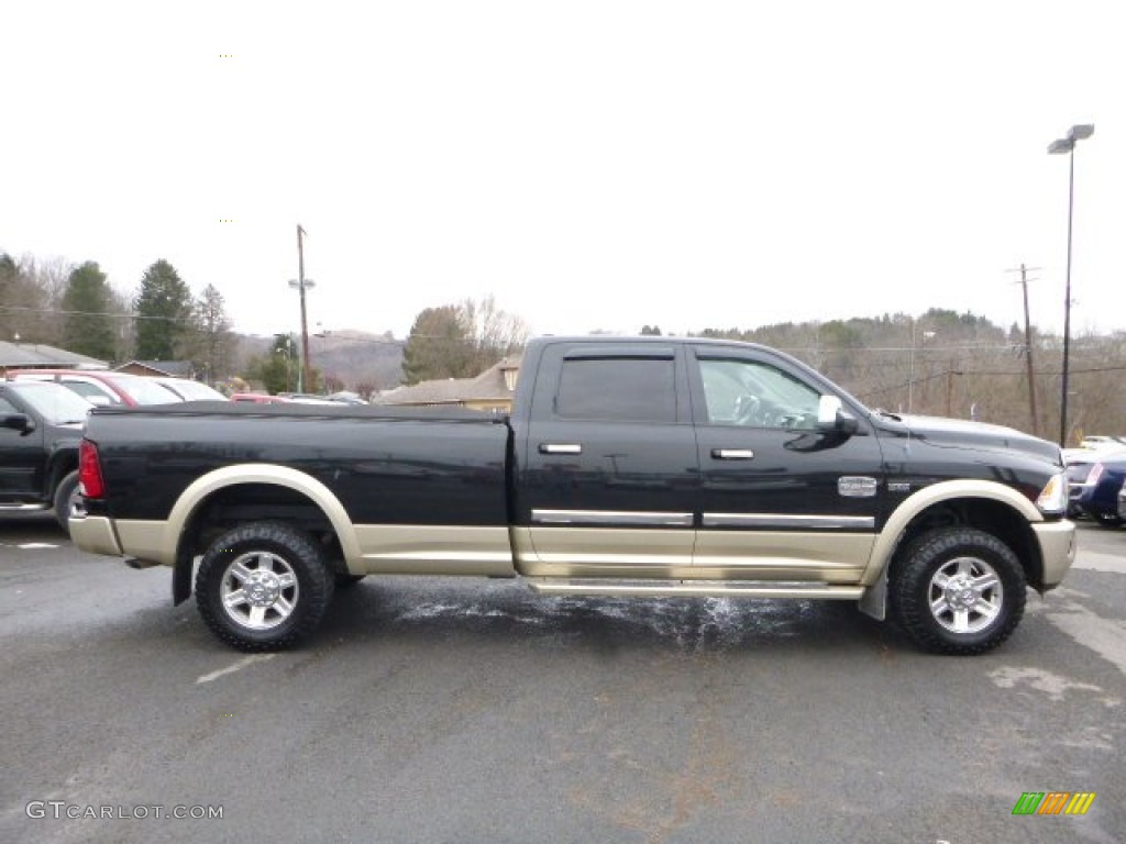 2011 Ram 2500 HD Laramie Crew Cab 4x4 - Brilliant Black Crystal Pearl / Light Pebble Beige/Bark Brown photo #3