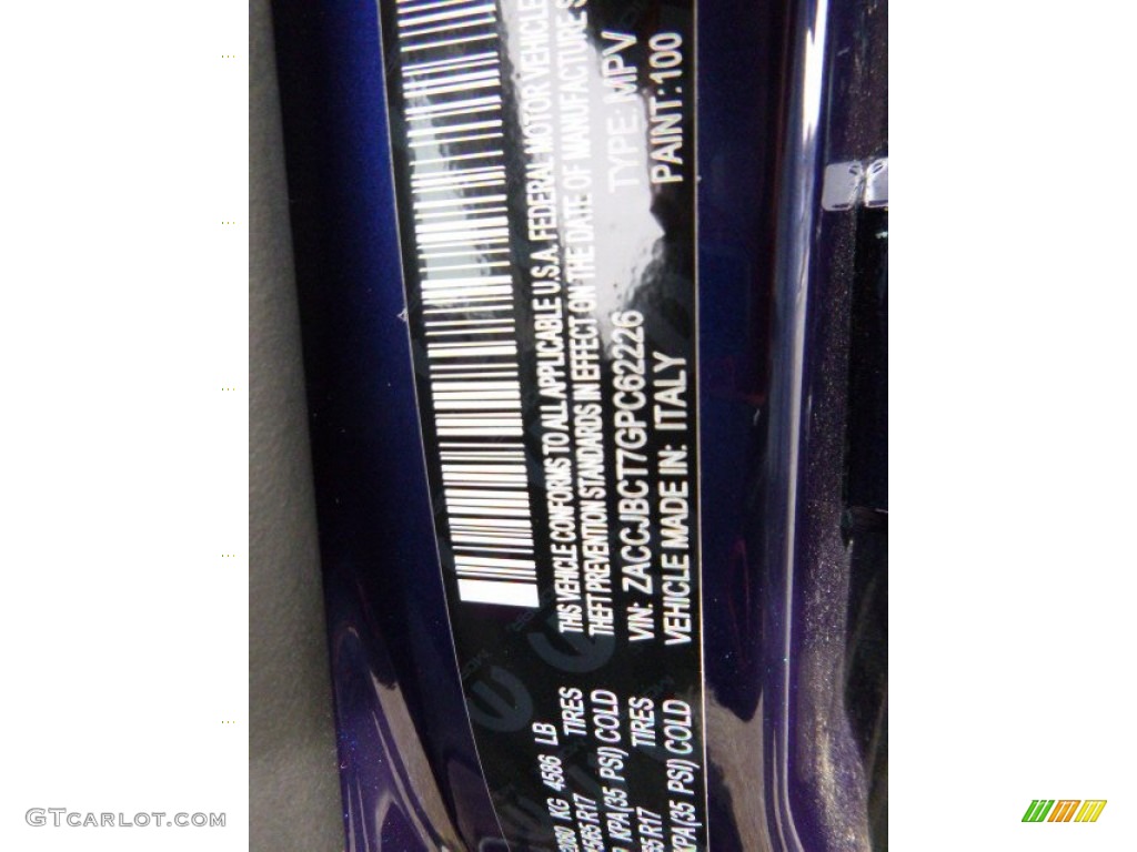 2016 Renegade Color Code 100 for Jetset Blue Photo #110159950