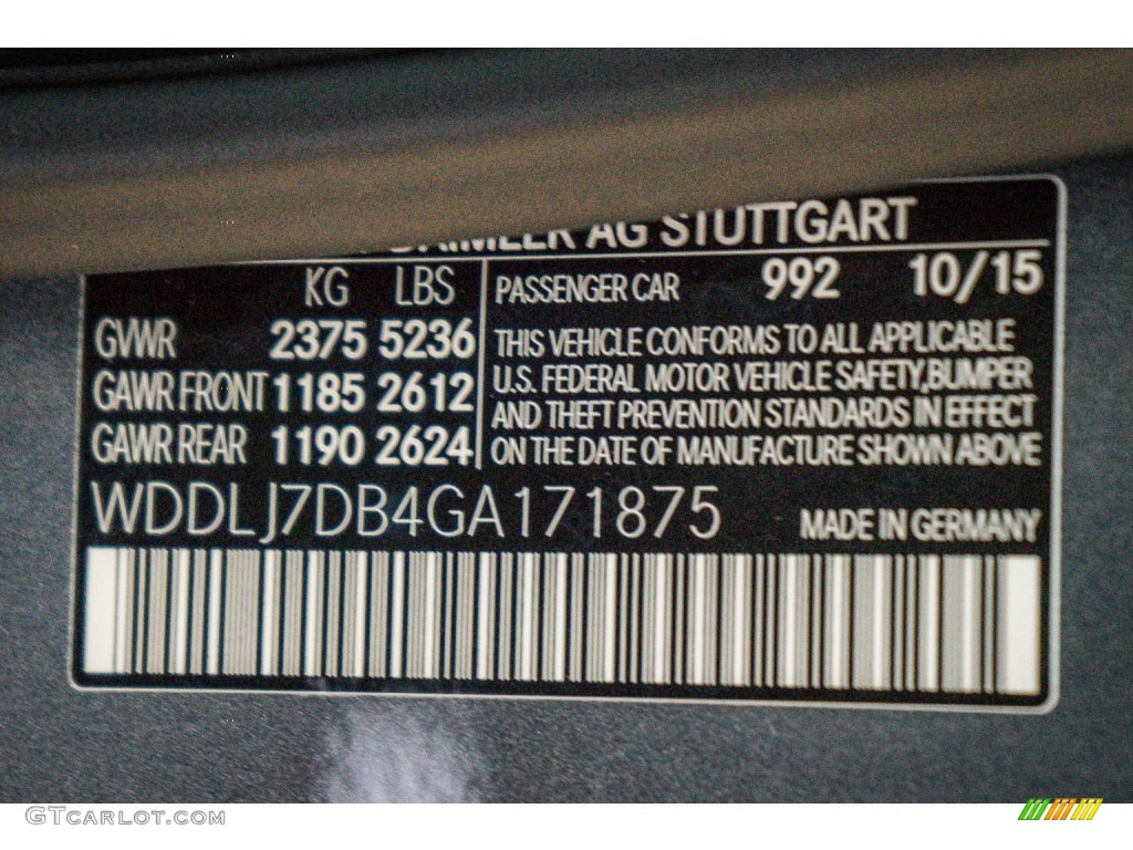 2016 CLS Color Code 992 for Selenite Grey Metallic Photo #110181862